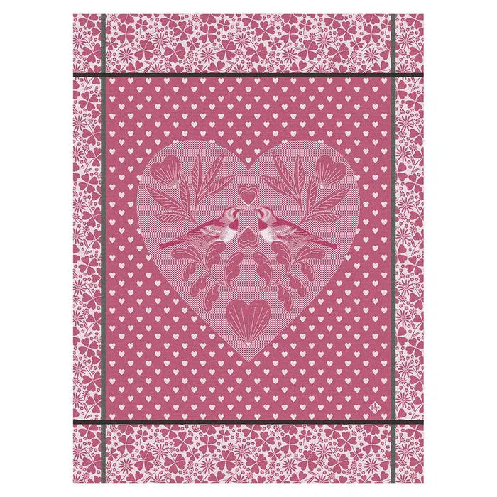 Jacquard Français Cotton Tea Towel - Amour Pink