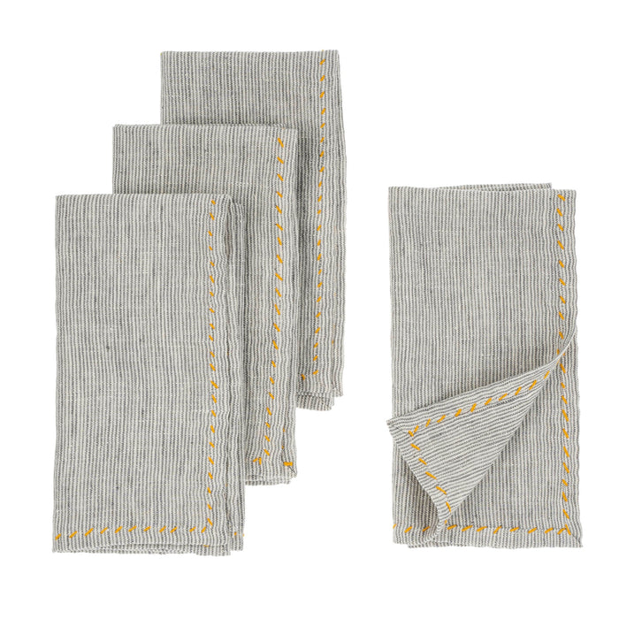 Indaba Linen Napkins - Set of 4 / Grey Stripe