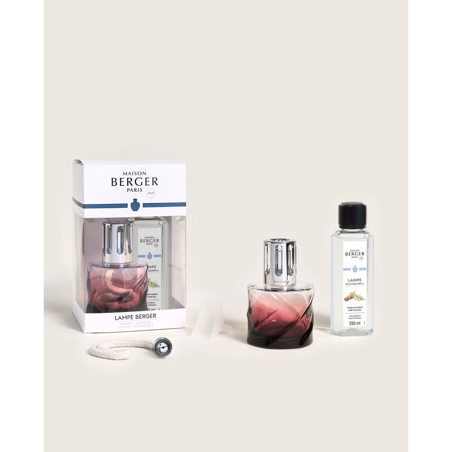 Coffret cadeau lampe spirale Maison Berger Grenat - Thé blanc pur / 250 ml