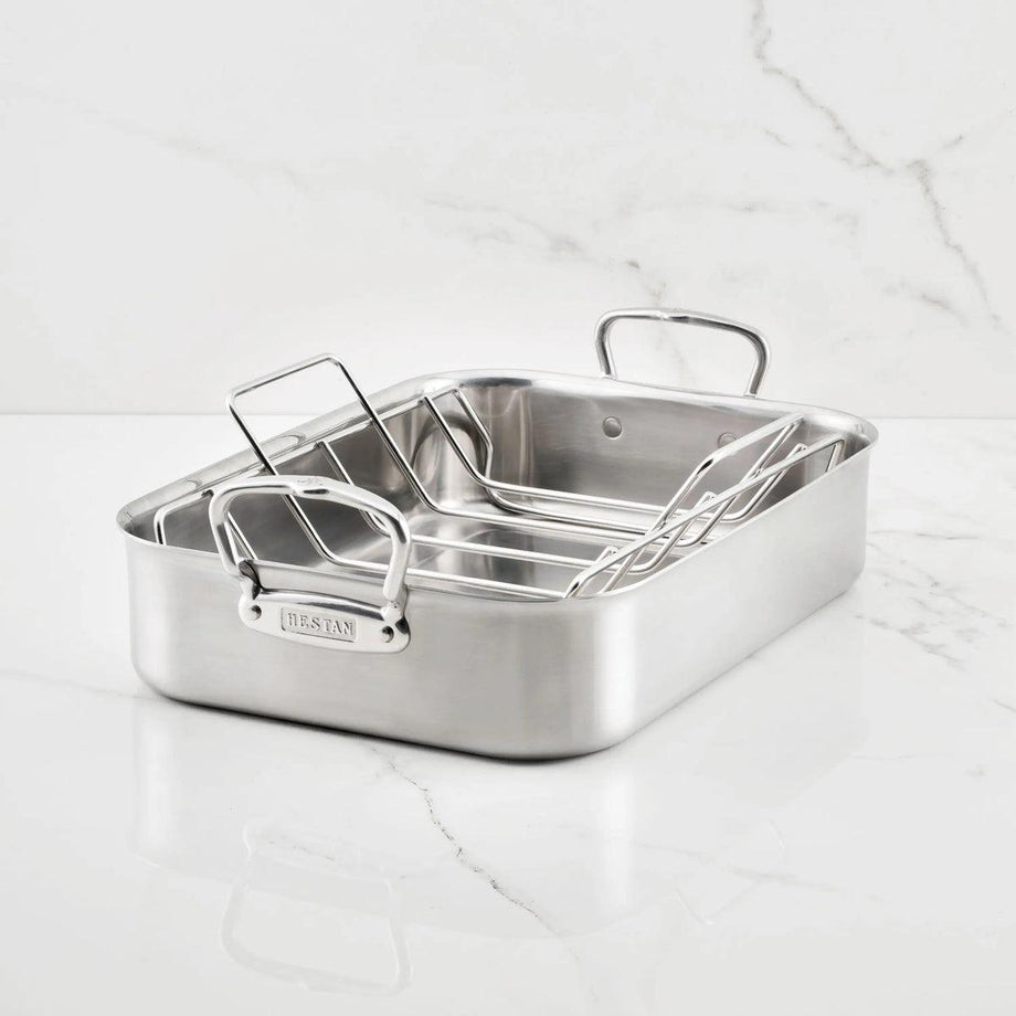 Hestan Provisions – Plat à rôtir en acier inoxydable – Grand / 16,5 po x 11,8 po x 3,5 po