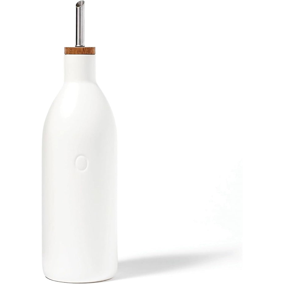Fox Run Ceramic Oil Bottle/ 17 oz/  With Pouring Spout and Cap - White