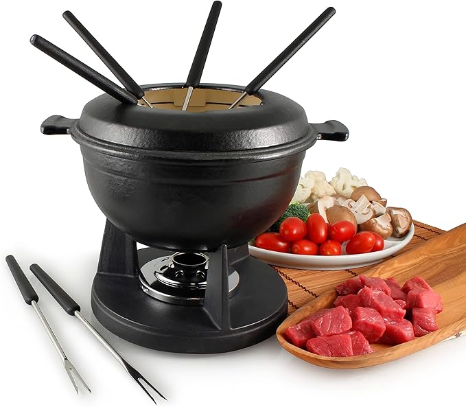 Swissmar Lucerne Cast Iron Fondue Pot - Black