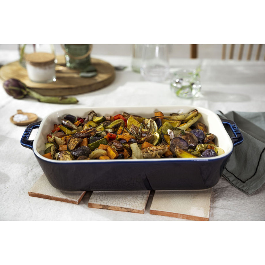 STAUB Ceramic Rectangular Ovenware Dish - 4.4L / Dark Blue