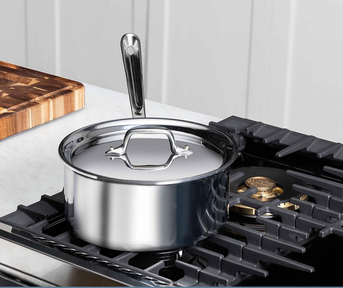 All-Clad D3 3Qt. Stainless Steel Covered Saucepan (Rimmed) with Lid