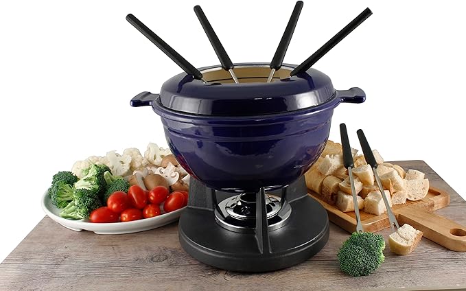 Swissmar Lucerne Cast Iron Fondue Set - Indigo Blue