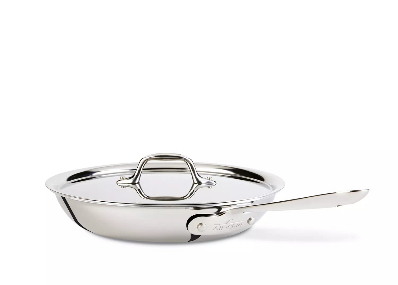 All-Clad D3 Stainless Steel Fry Pan with Lid - 10"