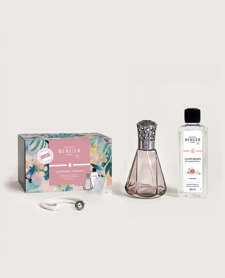 Maison Berger Antique Pink Pyramide Fragrance Lamp Gift Set with Paris Chic