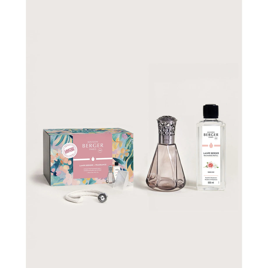Maison Berger Antique Pink Pyramide Fragrance Lamp Gift Set with Paris Chic