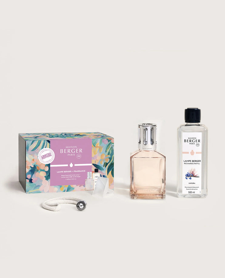 Maison Berger Blush Beige Carrée Fragrance Lamp Gift Set with Liliflora