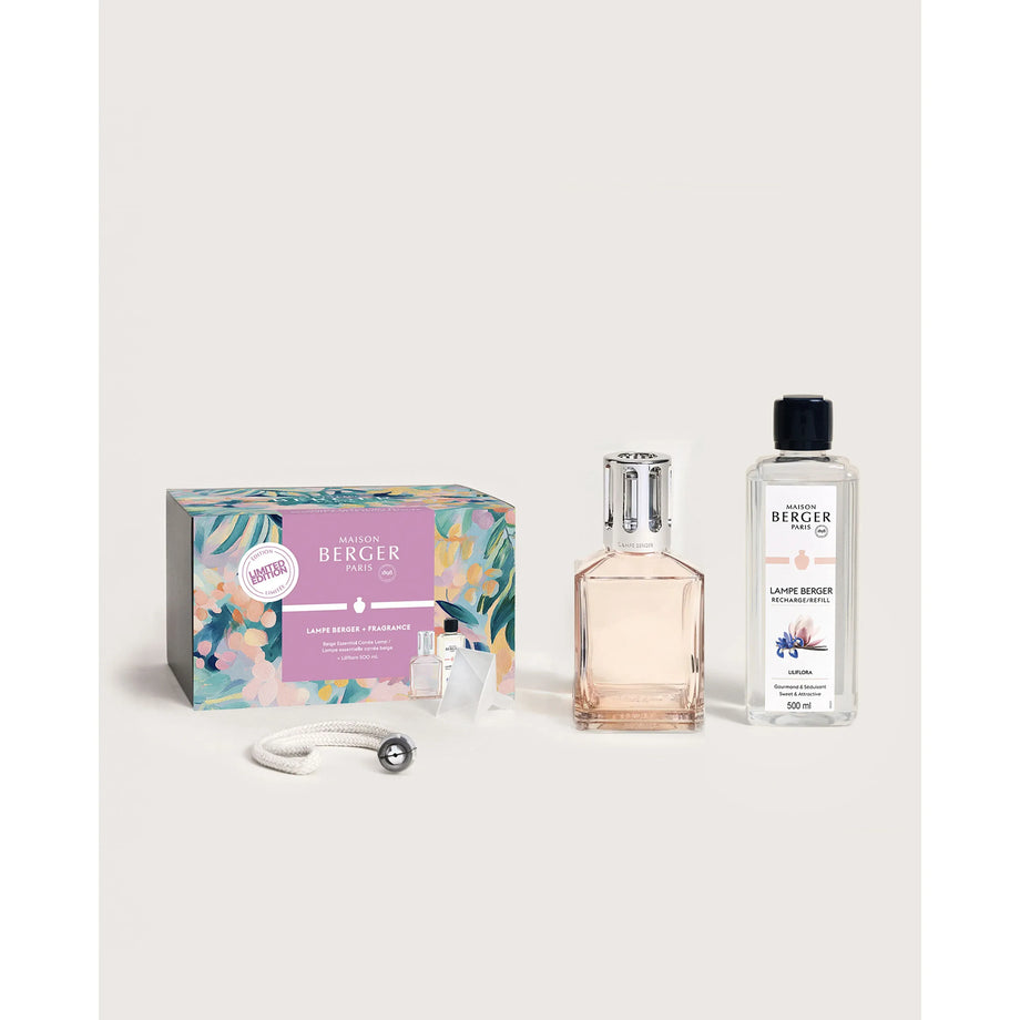 Maison Berger Blush Beige Carrée Fragrance Lamp Gift Set with Liliflora