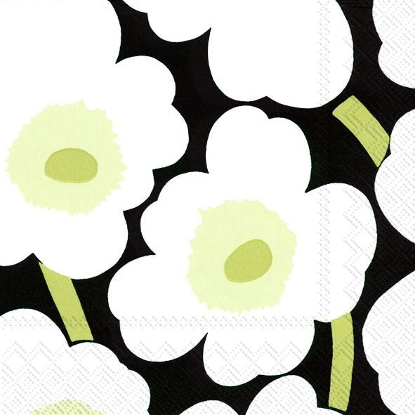 Marimekko Paper Cocktail Napkin - UNIKKO Black