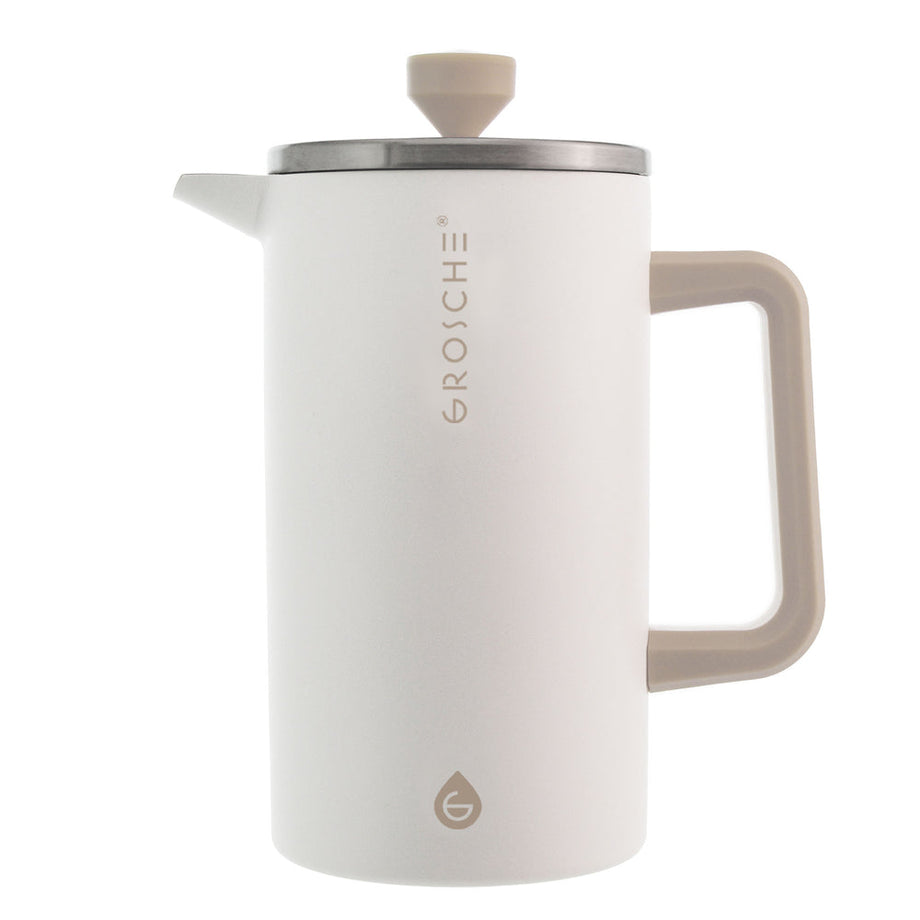 Grosche DUBLIN Stainless Steel Double Walled French Press - 34 fl. oz / 1000mL Capacity - White