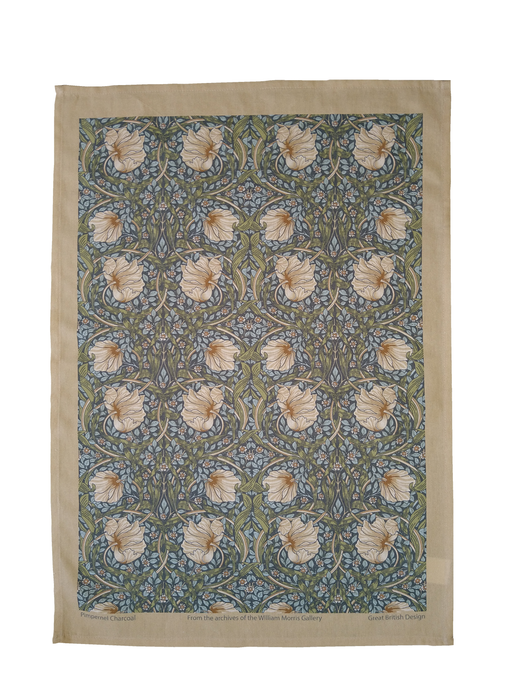 William Morris Cotton Tea Towel - Pimpernel Charcoal