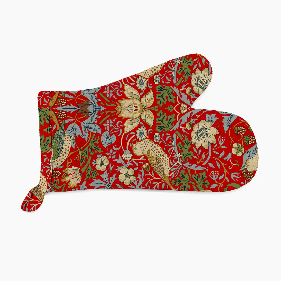 William Morris Single Oven Mitt - Strawberry Thief / Red