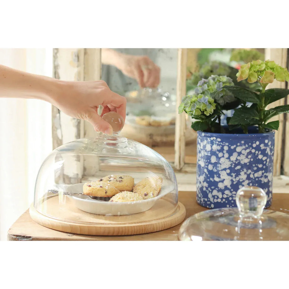 Couvercle en dôme en verre recyclé EtuHOME avec socle en bois - Moyen