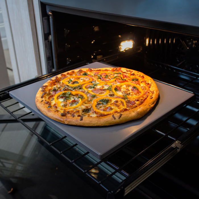 Old Stone Rectangle Glazed Cordierite Pizza Stone - Grey / 14x16"