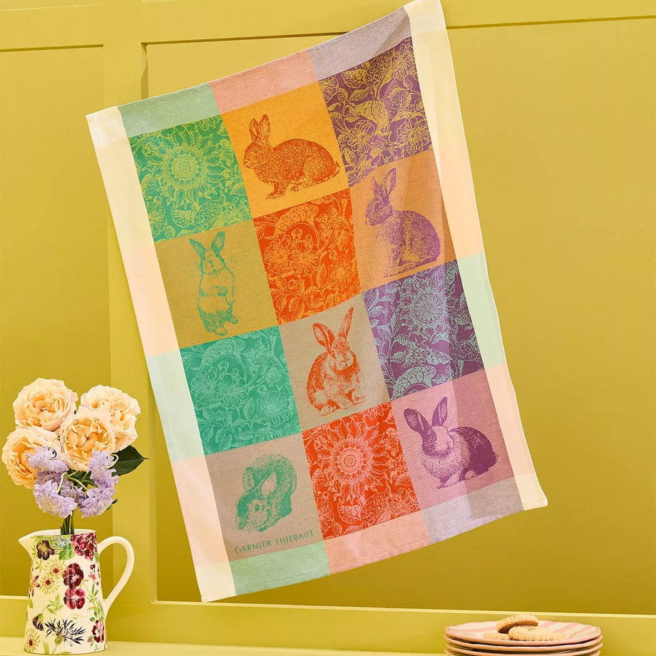 Garnier-Thiebaut Kitchen Towel - Les Lapins Printemps