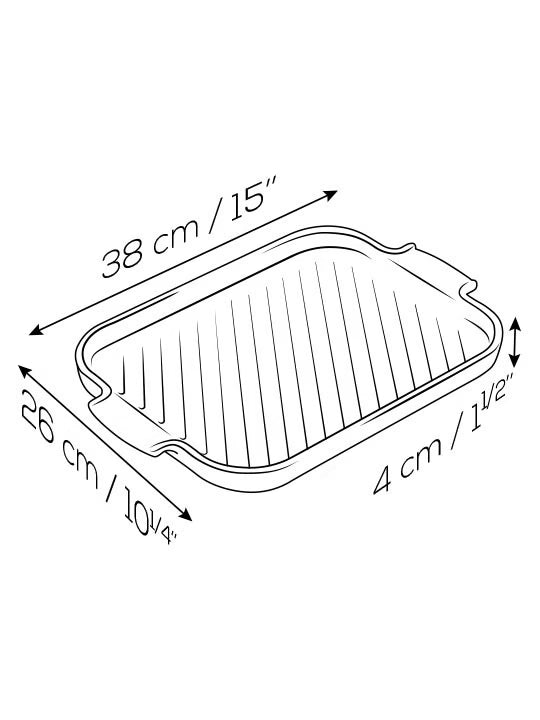 Peugeot Grill to Table Rectangular Ceramic Grill Dish/ 38 cm / 15" - Black