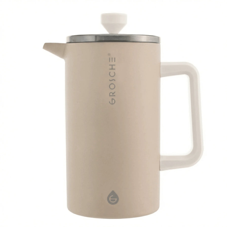 Grosche DUBLIN Stainless Steel Double Walled French Press - 34 fl. oz / 1000ml - Sand Beige