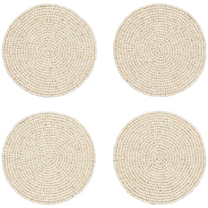 Danica Heirloom Beaded Coasters - Set of 4 / Ivory