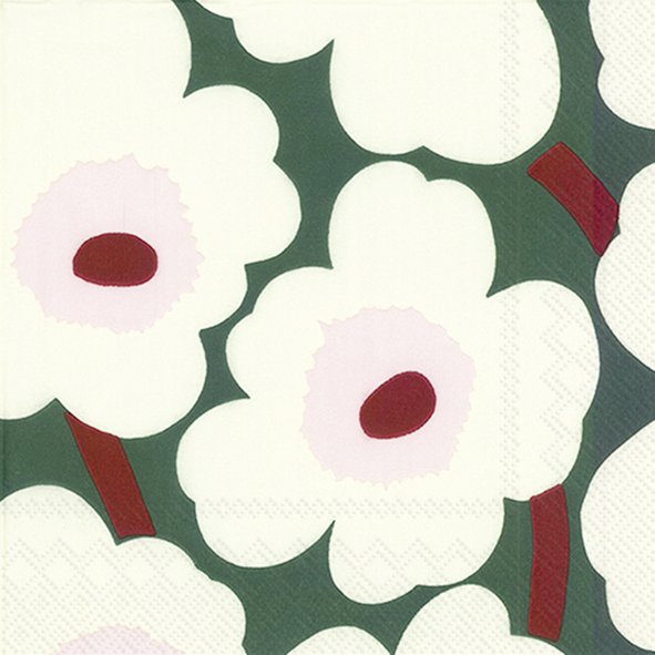 Marimekko Paper Lunch Napkins - UNIKKO Green Cream