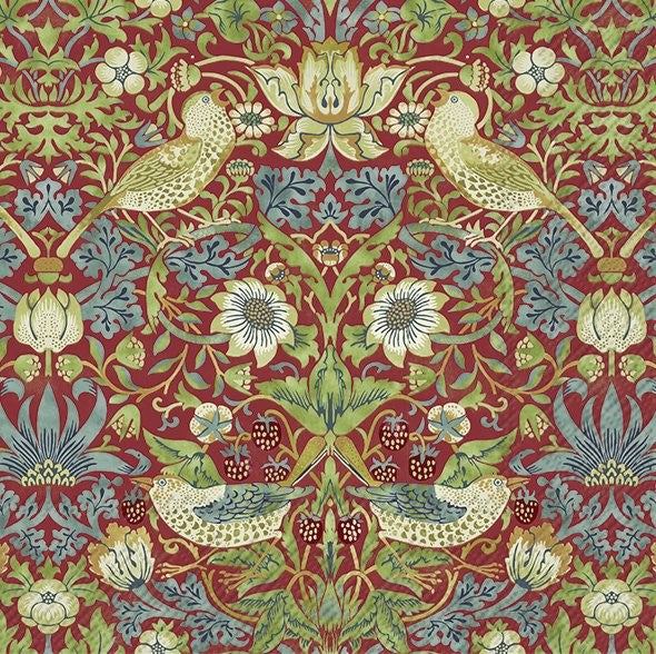 IHR William Morris Paper Lunch Napkins - Strawberry Thief Red