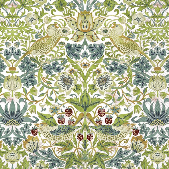 IHR William Morris Paper Lunch Napkins - Strawberry Thief White