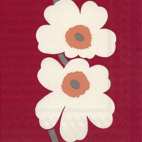 Marimekko Paper Lunch Napkins - UNIKKO 60th Anniversary Red