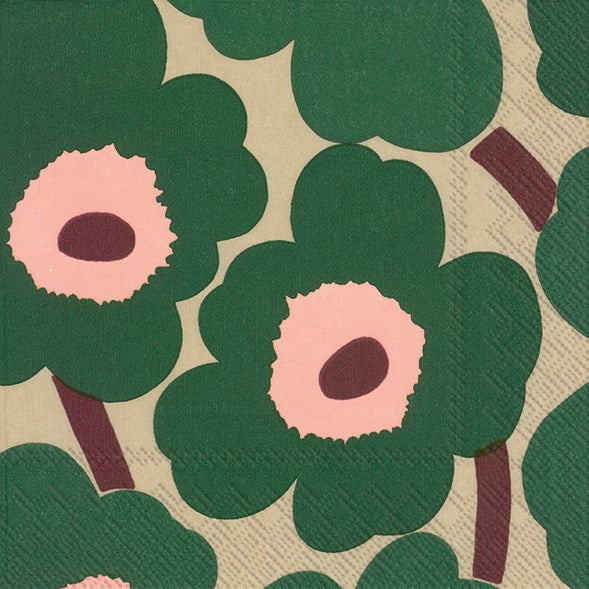 Marimekko Paper Lunch Napkins - UNIKKO green rose