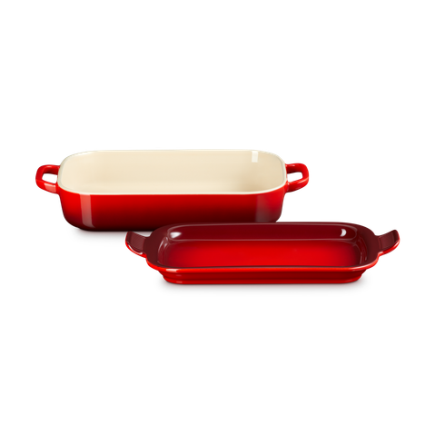 Le Creuset 2.6L Rectangular Casserole with Platter Lid - Cerise
