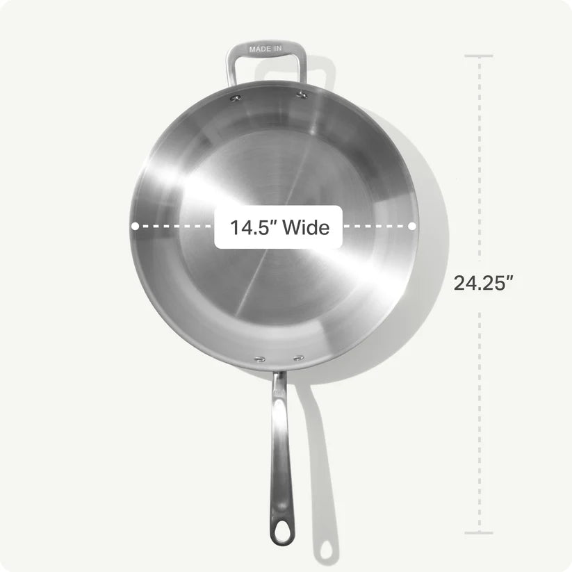 MADE IN Cookware 14" 6 QT 5-Ply Stainless Clad Weeknight Pan