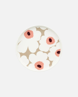 Marimekko Oiva Salad Plate /20 cm / 7.87 in - UNIKKO White / Pink