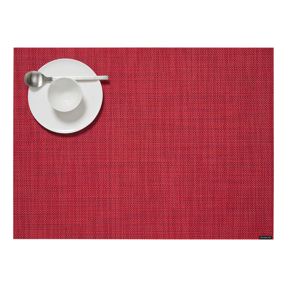 Chilewich Table Mats – Mini Basketweave / Rectangular / Scarlet / 14" x 19"