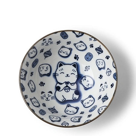 Bol Maneki-Neko Miya - 14,6 cm - Bleu