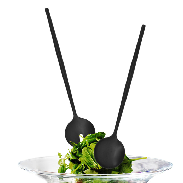 Natural Living Stainless Steel Salad Servers, Black