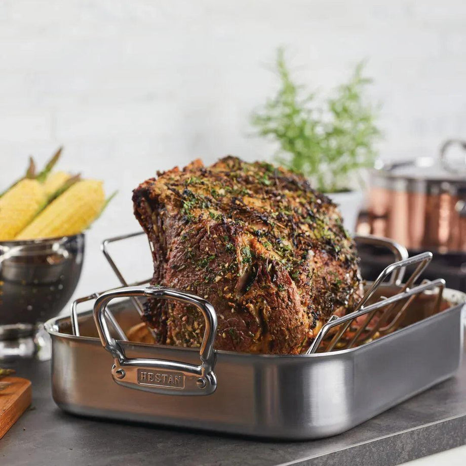 Hestan Provisions – Plat à rôtir en acier inoxydable – Grand / 16,5 po x 11,8 po x 3,5 po