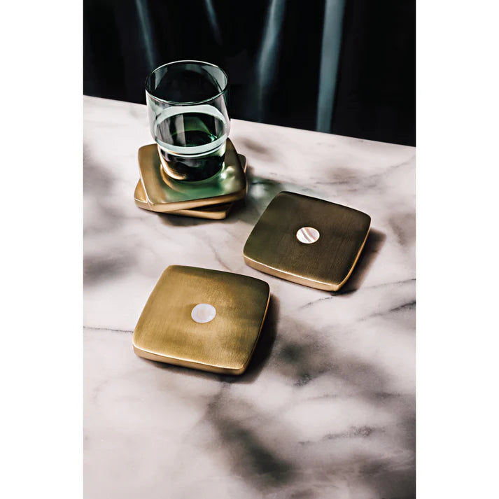 Danica Heirloom Metal Coasters - Set of 4 / Nacre-Gold