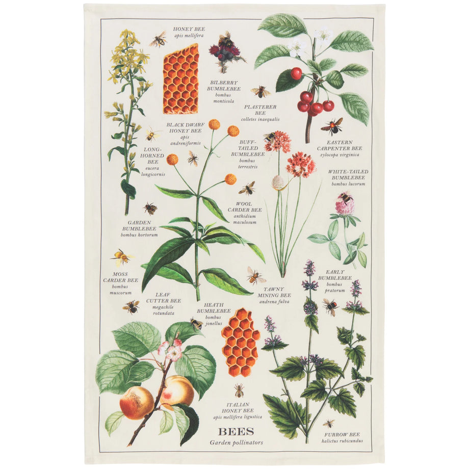 Now Designs Fine Print Dishtowel- Bee Varieties