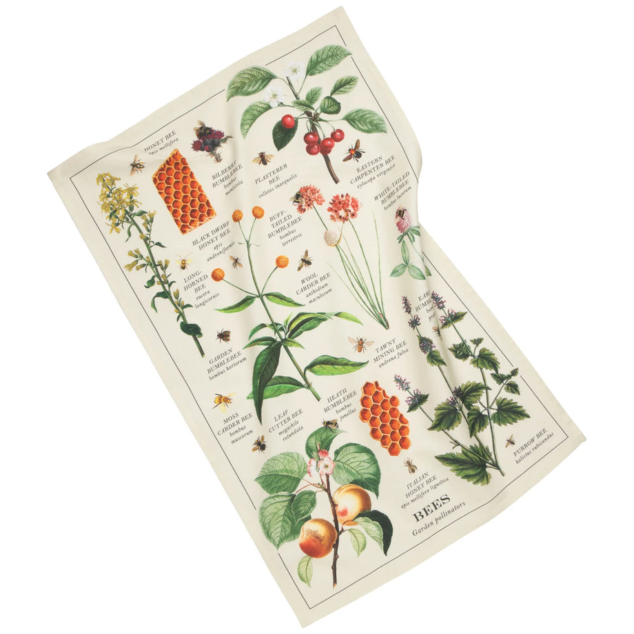 Now Designs Fine Print Dishtowel- Bee Varieties