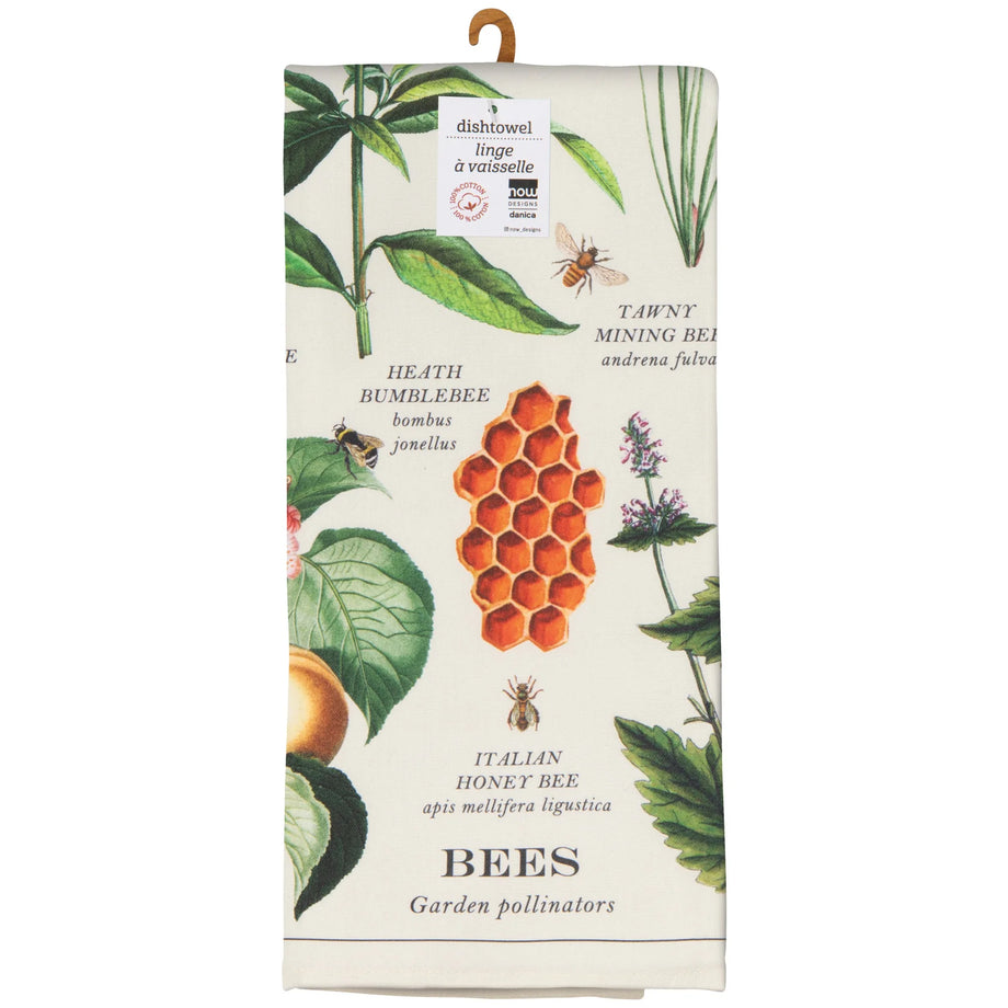 Now Designs Fine Print Dishtowel- Bee Varieties
