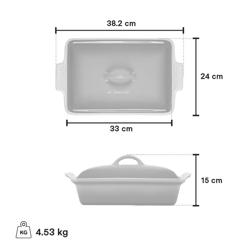 Le Creuset Casserole rectangulaire de 3,8 L avec couvercle - Artichaut