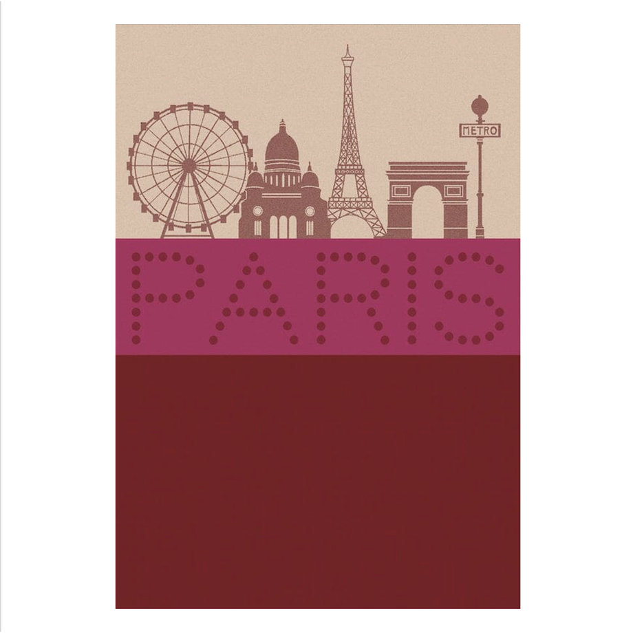 Torchon en coton jacquard français - Paris Lumières Rouge