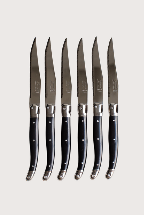 Laguiole Jean Néron Serrated Steak Knife - Set of 6, Black