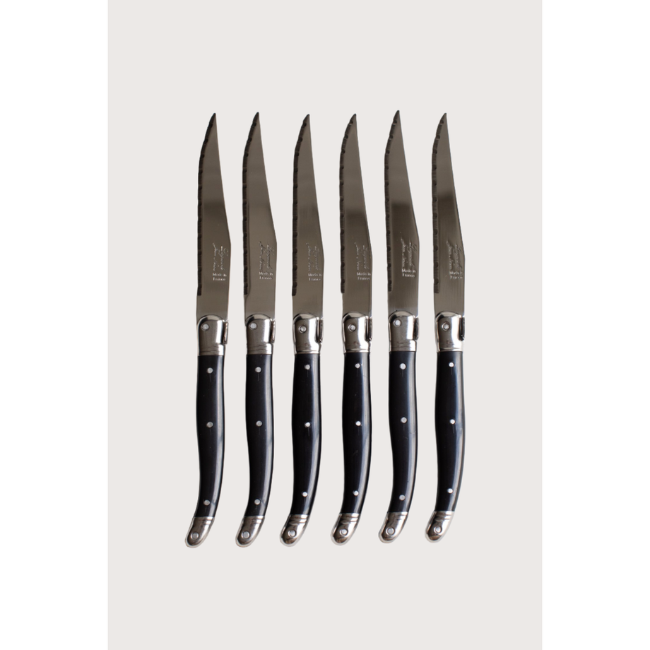 Laguiole Jean Dubost Steak Knife - Set de 6, Noir