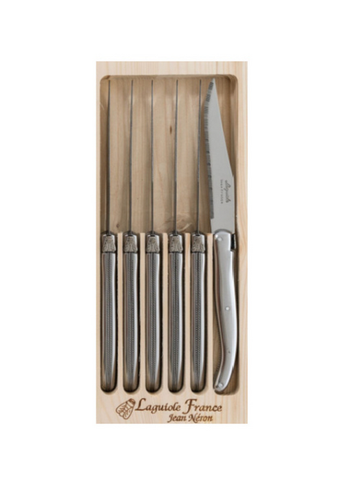 Laguiole Jean Néron Serrated Steak Knife - Set of 6, Stainless Steel