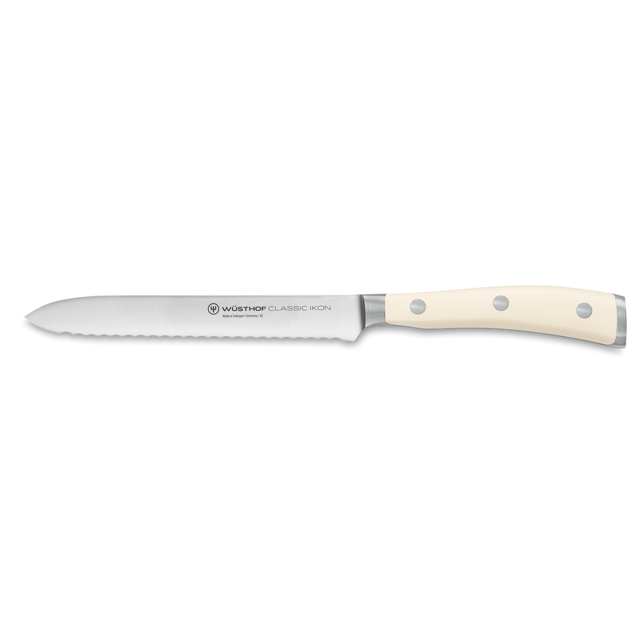 Wusthof Classic Ikon 5"/14cm Serrated Utility- Creme