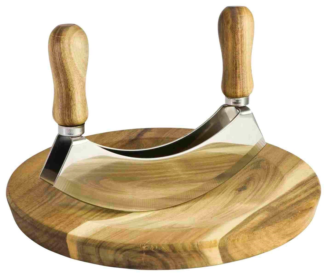 Mezzaluna with Acacia Wood Round Board