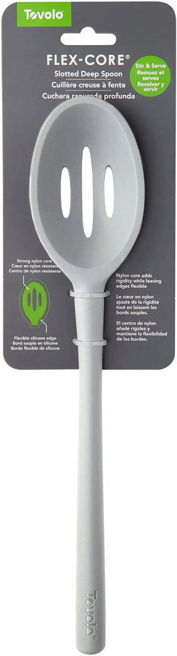 Tovolo Flex-Core All Silicone Slotted Deep Spoon - Oyster Gray
