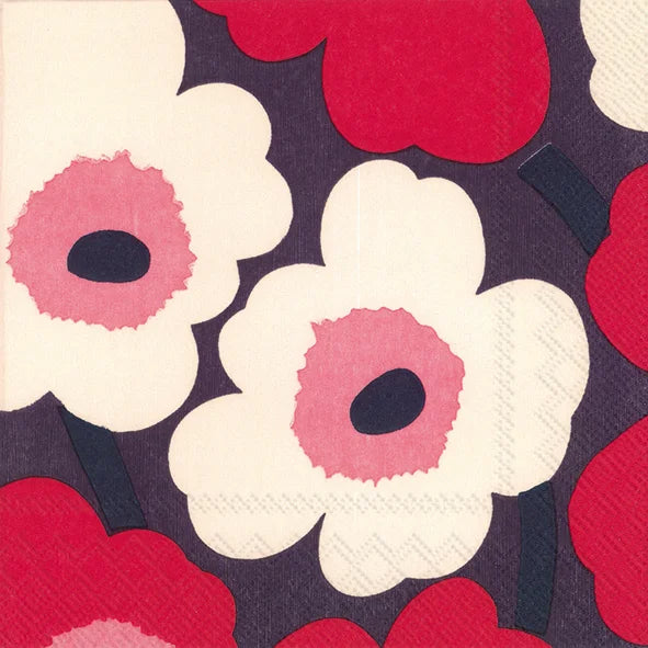 Marimekko Paper Cocktail Napkins - UNNIKO Red Cream
