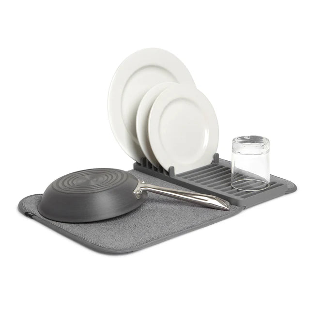 Umbra UDry Mini Dish Drying Rack with Mat - Charcoal